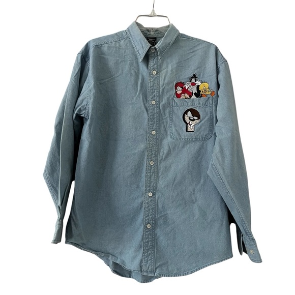 Warner Bros. Other - Warner Bros. Studio Store Vintage Medium Blue Unisex Denim Button Down Shirt